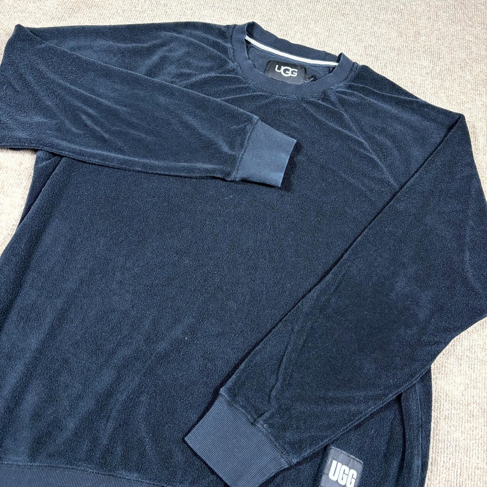UGG Subtle Woven Sweatshirt Womens Large Navy Blue Raglan Sleeve Crew Neck